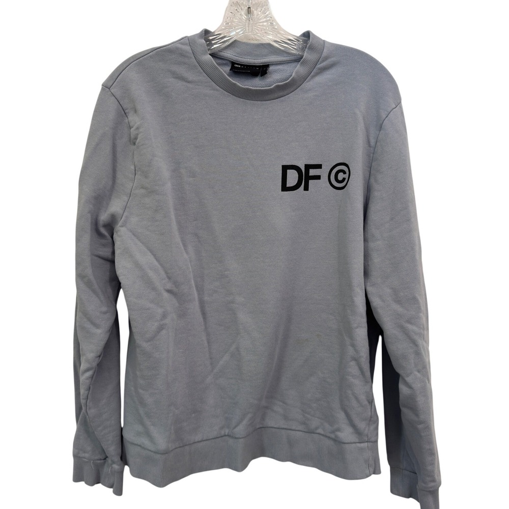 ASOS Design DF Logo Sweatshirt Dusty Blue Grey Cotton Crewneck Mens Large